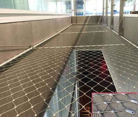 কাস্টমাইজড সিলভার স্টেইনলেস স্টীল দড়ি জাল পুনর্ব্যবহারযোগ্য রক্ষণাবেক্ষণ বিনামূল্যে স্থাপত্য সুরক্ষা জন্য