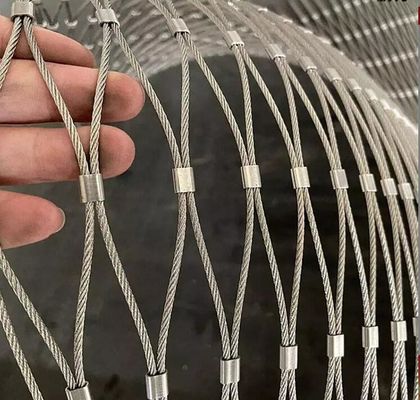 কাস্টমাইজড সিলভার স্টেইনলেস স্টীল দড়ি জাল পুনর্ব্যবহারযোগ্য রক্ষণাবেক্ষণ বিনামূল্যে স্থাপত্য সুরক্ষা জন্য