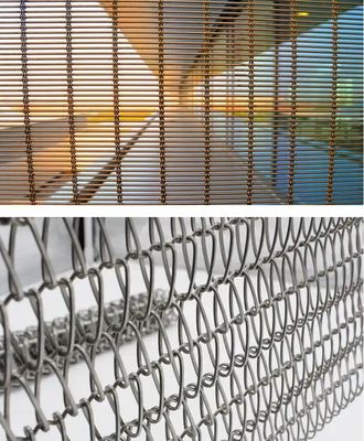 স্টেইনলেস স্টীল 304 Woven Mesh Curtain সিলভার গোল্ডেন ডেকোরেটিভ