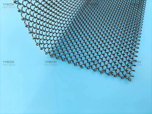 কাস্টমাইজড সাইজ 6*6mm চেইন লিঙ্ক মেটাল কার্টেন ইন পেয়ার ডিজাইন ফায়ারপ্লেস স্ক্রীন মেশ