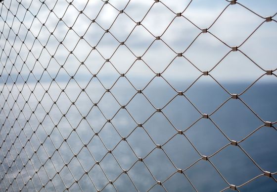 ভবন রক্ষার জন্য ৬০° জাল মুখ এবং গ্যালভানাইজড ফিনিশ সহ পালিশ করা নরম স্টেইনলেস স্টিল রোপ তারের জাল