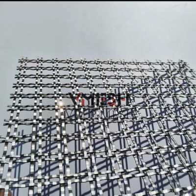 স্থাপত্য স্টেইনলেস স্টীল ক্রিম্পড মেশ আলংকারিক বোনা তারের মেটাল মেশ প্যানেল