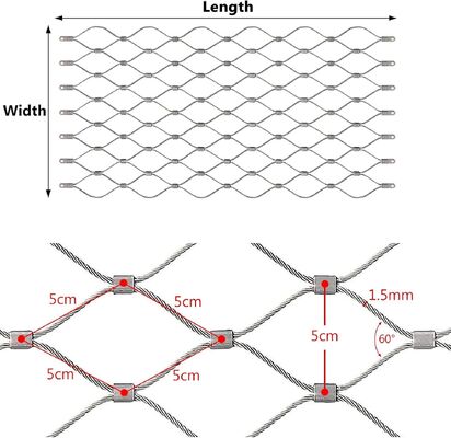 পাখির খাঁচার নিরাপত্তা সুরক্ষার জন্য নমনীয় স্টেইনলেস স্টিল কেবল জাল