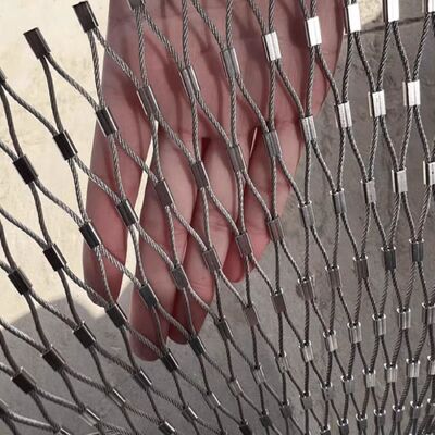 পতন সুরক্ষা জন্য টেনসাইল ফেরুল ক্রিম্পড ওয়্যার রোপ মেশ